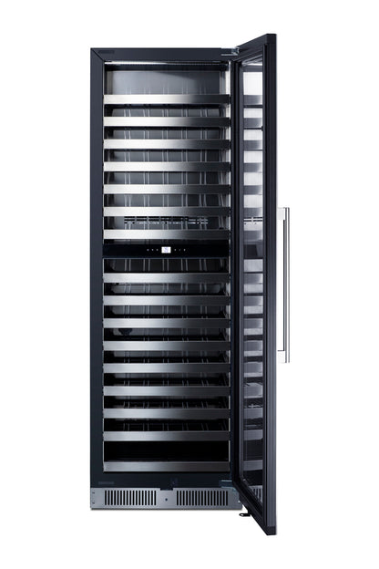 Summit SDHWC98 72" tall 24" Wide Dual Zone Wine Cellar – Stainless Steel & Black