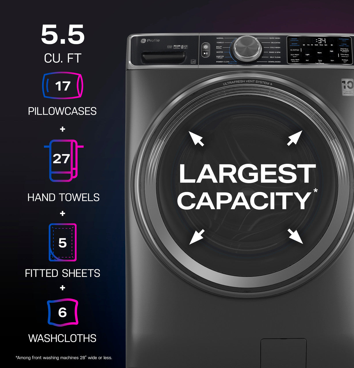 GE Profile PFW955SPWDS 5.5 cu. ft. Front Load Washer with UltraFresh Vent+