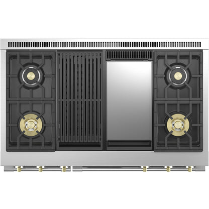 Monogram ZDP484NGTSS 48" Dual Fuel Professional Range with 4 Burners, Grill, and Griddle