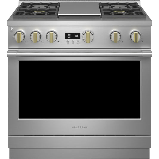 Monogram 36" ZGP364NDTSS Gas Range with 4 Burners and Griddle