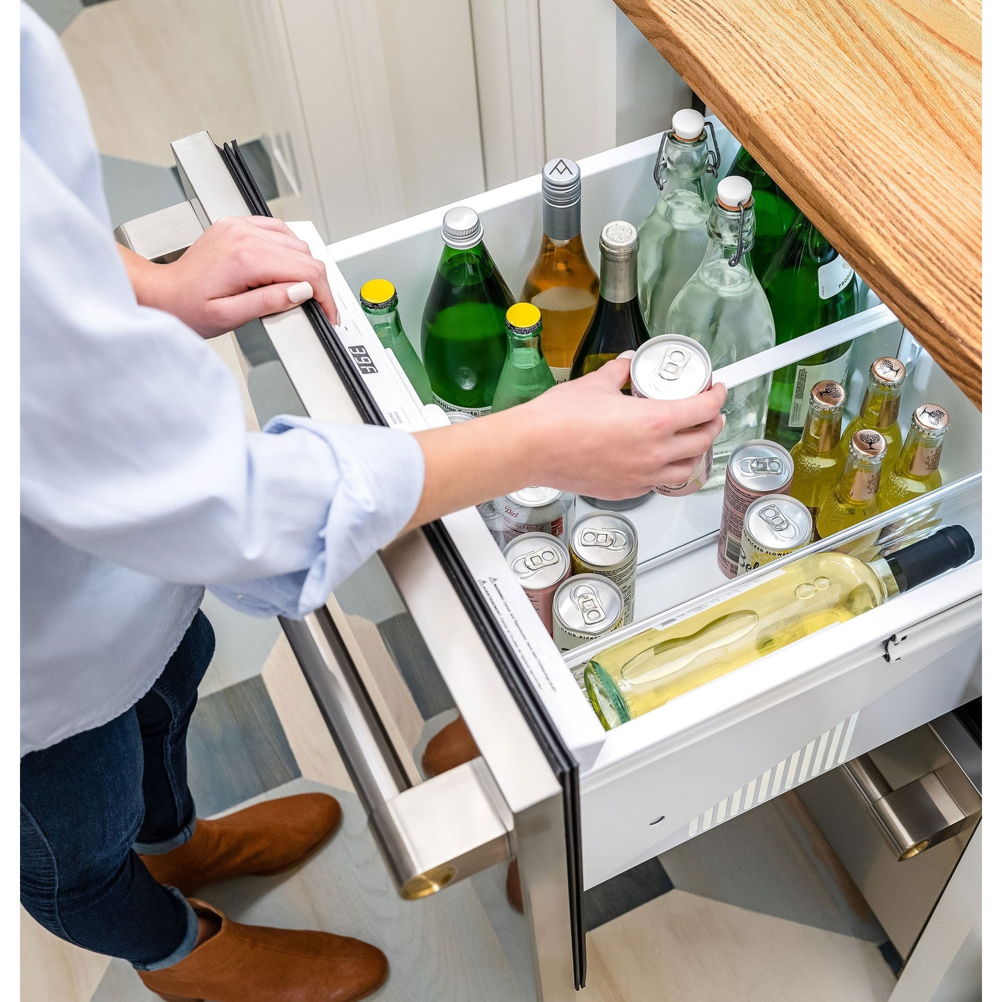 Monogram ZIDS240NSS 24" Built-In Double Drawer Refrigerator