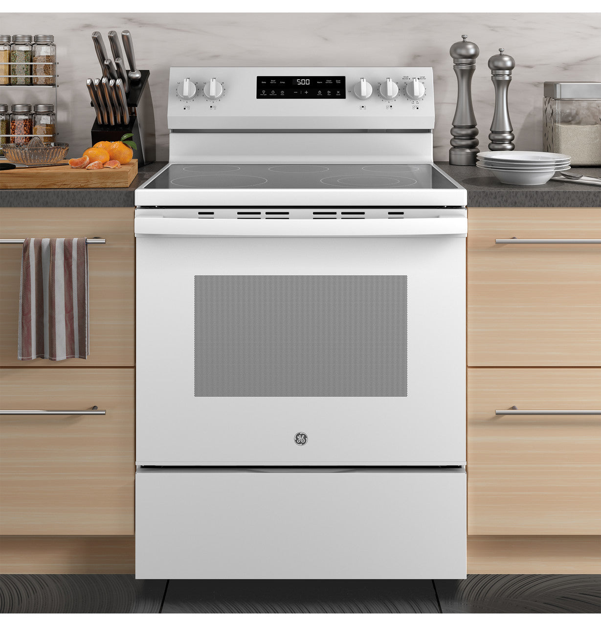 GE GRF500PVWW 30" Free-Standing Electric Range with Crisp Mode - White
