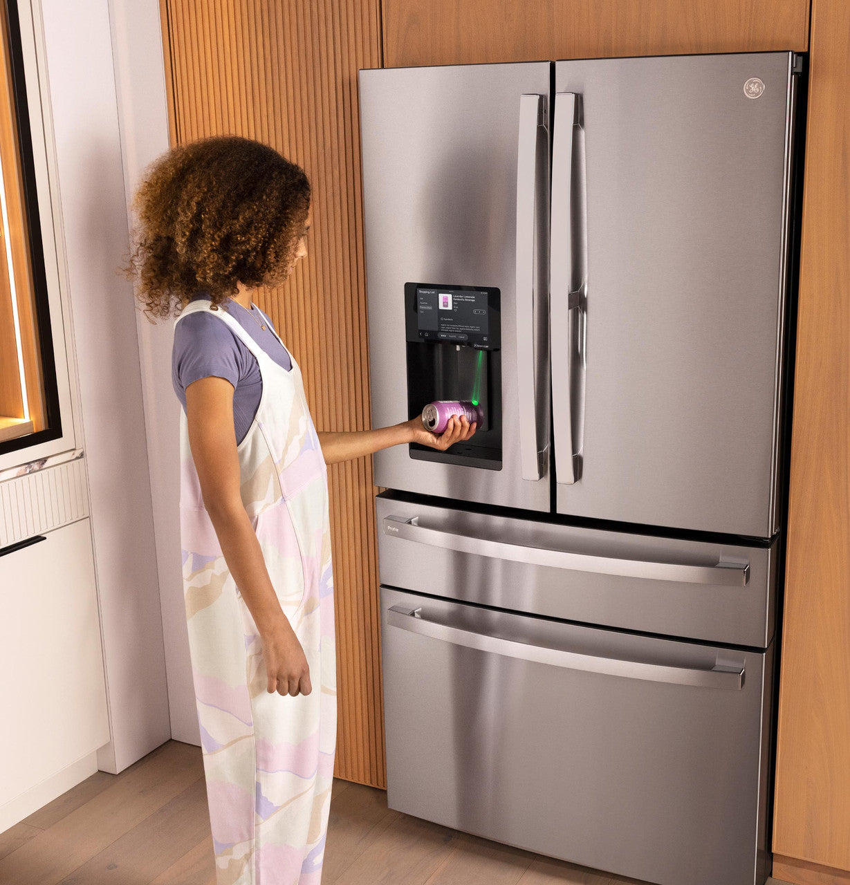 GE Profile PXD22HYYFS 36" Counter-Depth 4-Door French Door Refrigerator with Kitchen Assistant - Stainless Steel