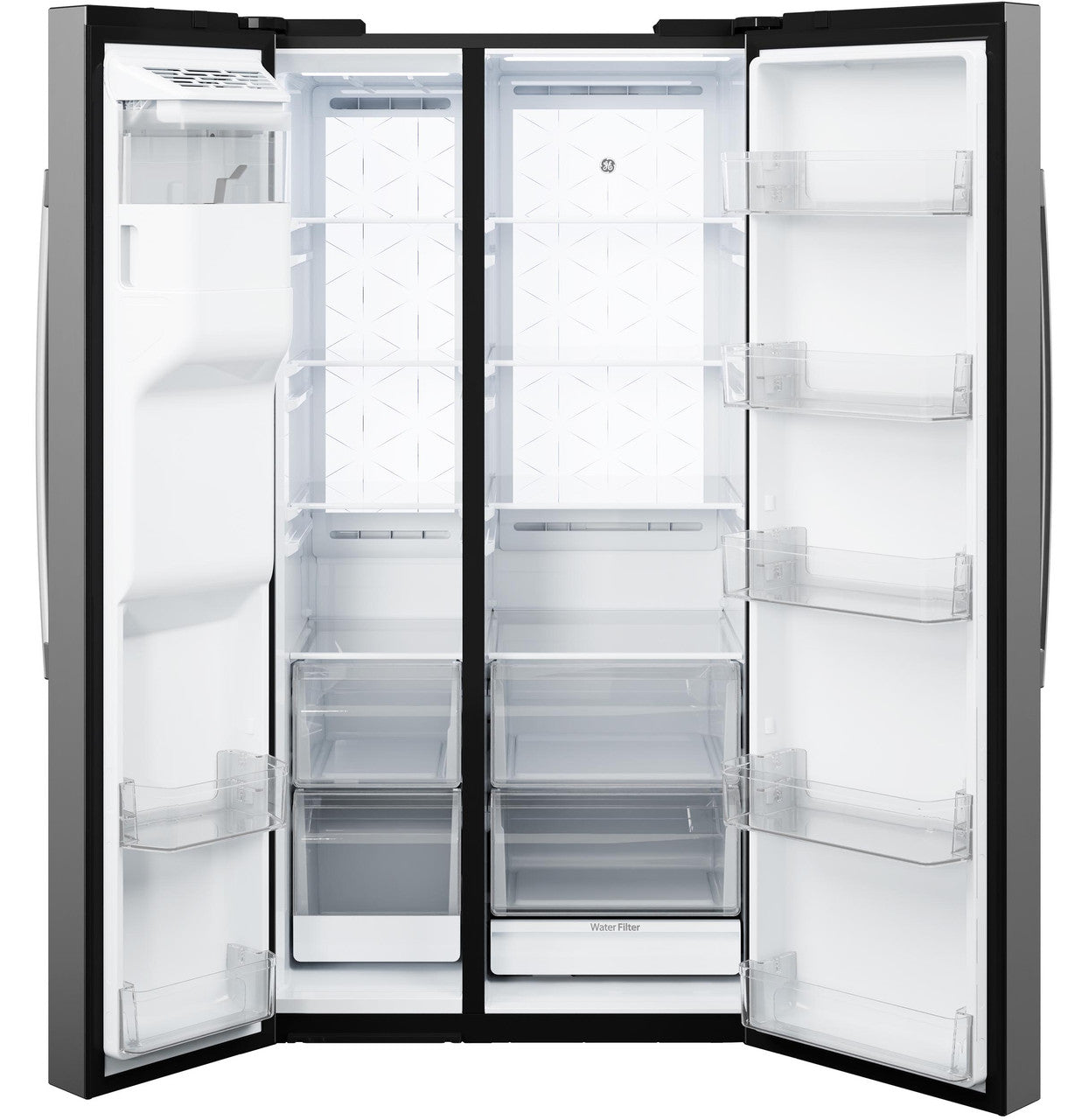 GE GSS28PYYFS 36" Side-by-Side Refrigerator with LED Light Walls and Extra Tall Dispenser – Fingerprint Resistant Stainless Steel