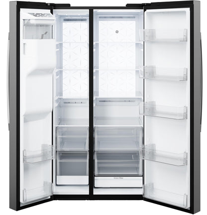 GE GSS28PYYFS 36" Side-by-Side Refrigerator with LED Light Walls and Extra Tall Dispenser – Fingerprint Resistant Stainless Steel