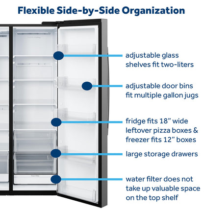 GE GZE24NYYFS 36" ENERGY STAR® Counter-Depth Side-by-Side Refrigerator – 23.6 Cu. Ft. – Fingerprint Resistant Stainless Steel