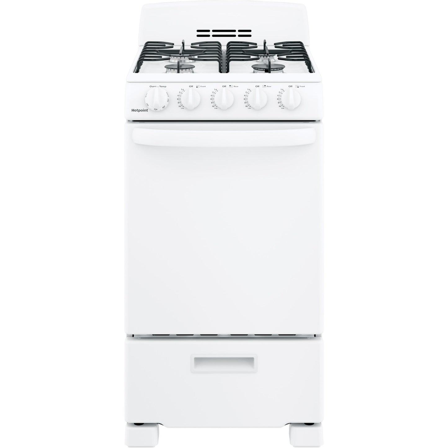 Hotpoint® 20" Front-Control Free-Standing Gas Range with Sealed Burners RGAS200DMWW