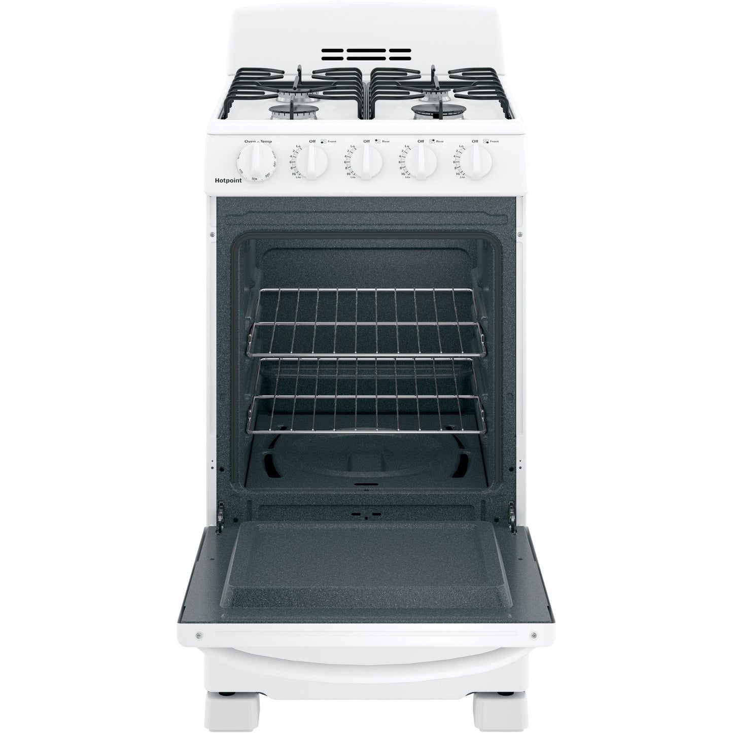 Hotpoint® 20" Front-Control Free-Standing Gas Range with Sealed Burners RGAS200DMWW