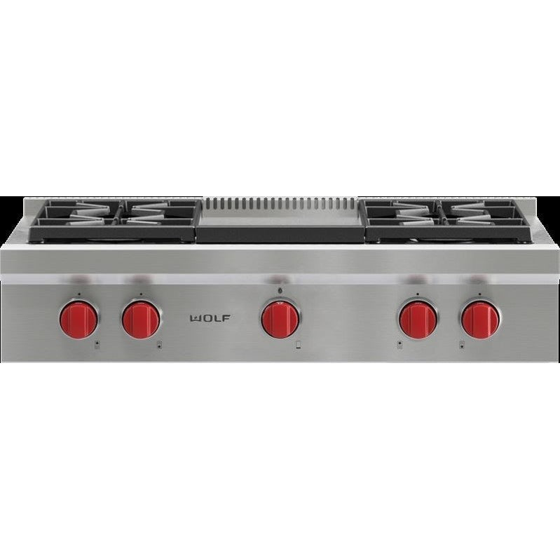 Wolf SRT364G 36″ Sealed Burner Rangetop with Infrared Griddle