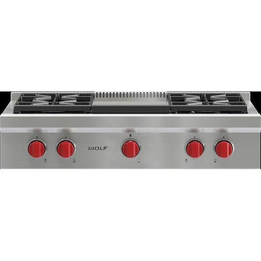 Wolf SRT364G 36″ Sealed Burner Rangetop with Infrared Griddle