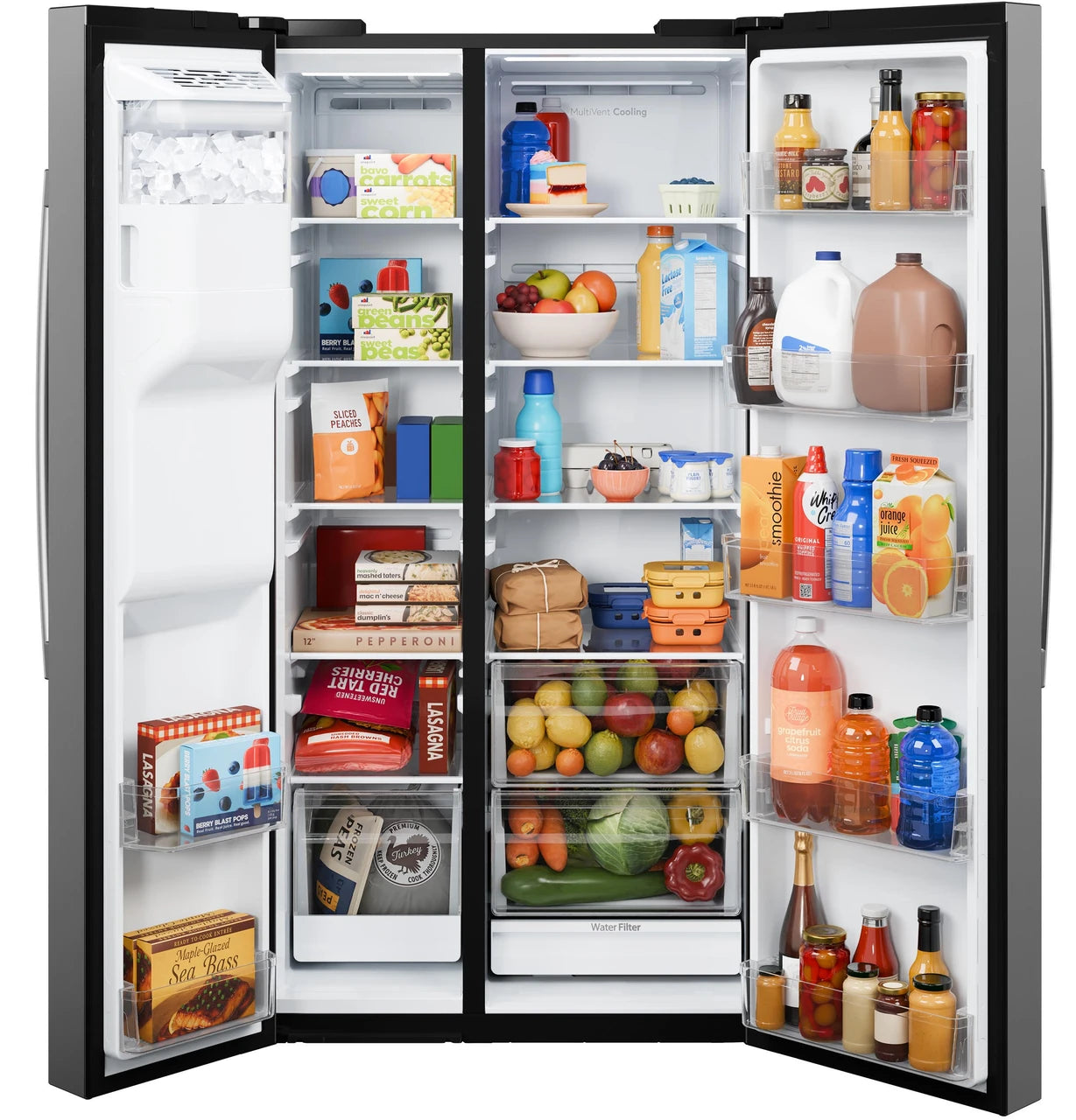 GE GSS28NYYFS 36" Side-by-Side Refrigerator with Extra Tall Dispenser and In-Door Icemaker – Fingerprint Resistant Stainless Steel