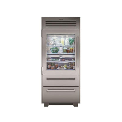 Sub Zero PRO3650G – 36" PRO Over-and-Under Refrigerator/Freezer with Glass Door