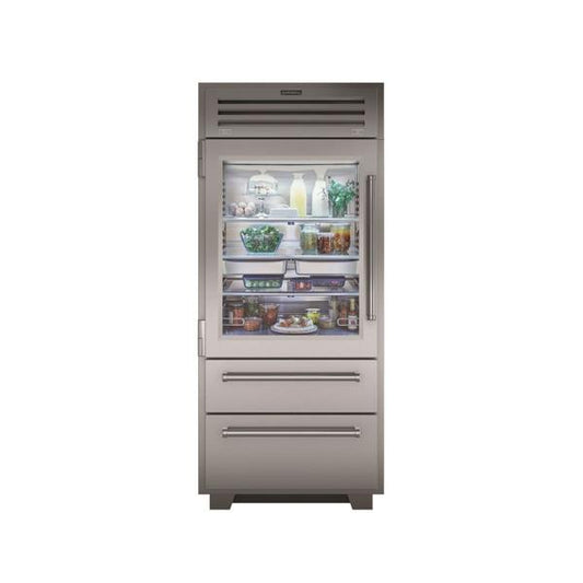 Sub Zero PRO3650G – 36" PRO Over-and-Under Refrigerator/Freezer with Glass Door