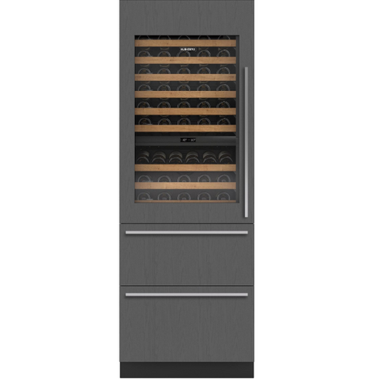 Sub Zero DET3050WR –  30" Designer Wine Storage with Refrigerator Drawers - Panel Ready