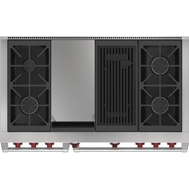 Wolf DF48450CG/S/P 48″ Dual Fuel Range with Infrared Charbroiler & Infrared Griddle