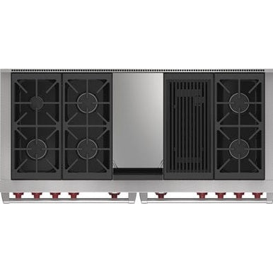 Wolf DF60650CG/S/P 60″ Dual Fuel Range with Infrared Charbroiler & Infrared Griddle