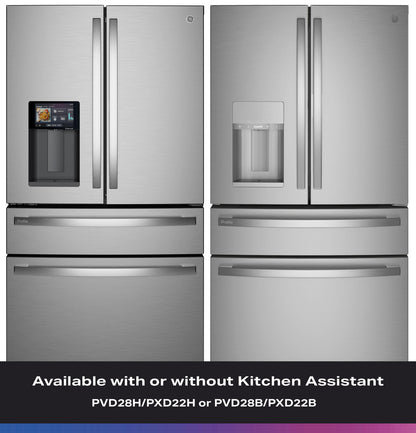 GE Profile PXD22HYYFS 36" Counter-Depth 4-Door French Door Refrigerator with Kitchen Assistant - Stainless Steel