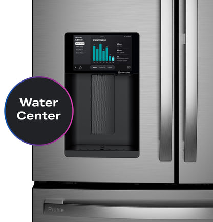 GE Profile PXD22HYYFS 36" Counter-Depth 4-Door French Door Refrigerator with Kitchen Assistant - Stainless Steel