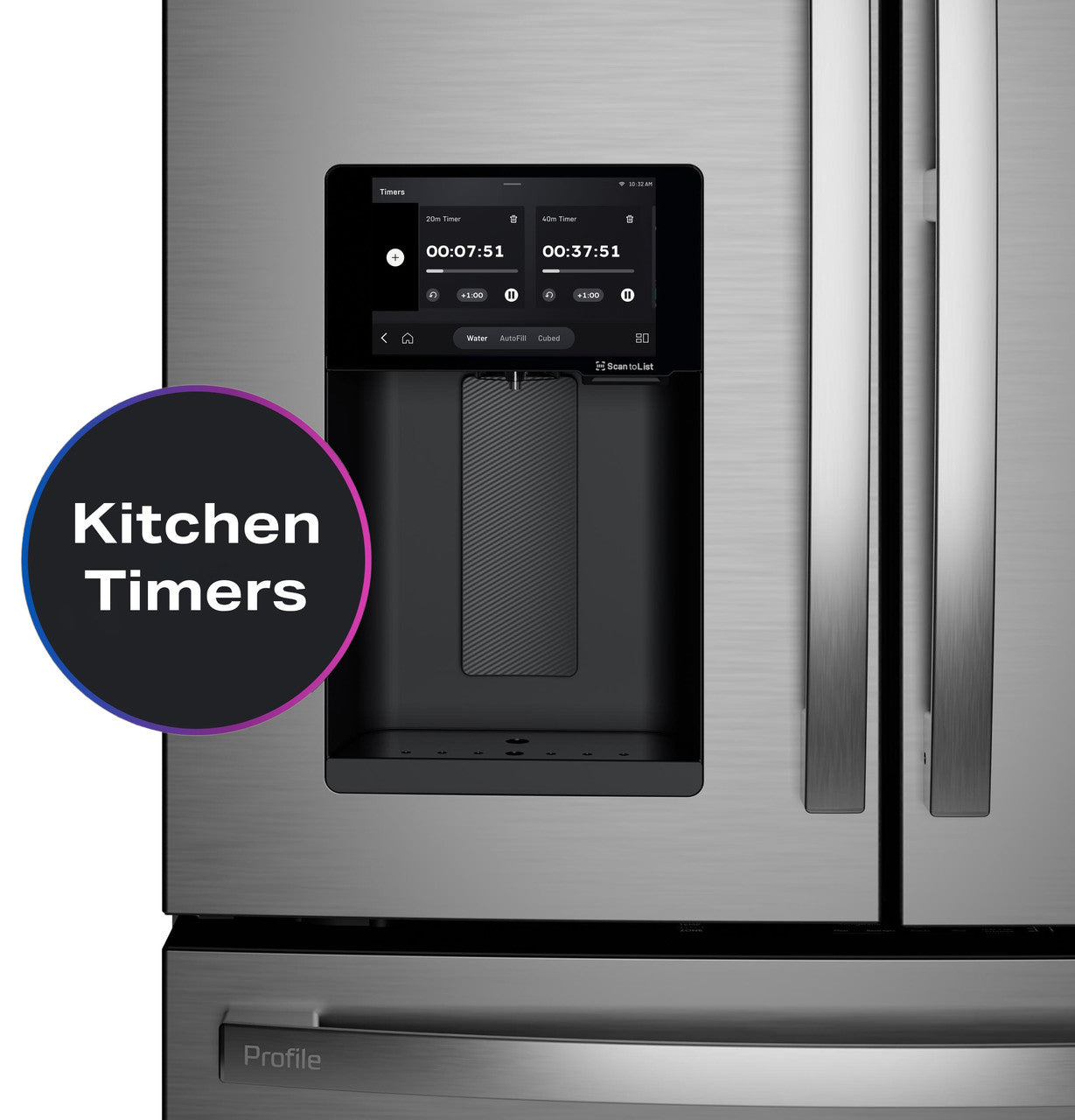 GE Profile PXD22HYYFS 36" Counter-Depth 4-Door French Door Refrigerator with Kitchen Assistant - Stainless Steel