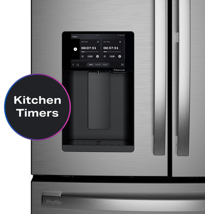 GE Profile PXD22HYYFS 36" Counter-Depth 4-Door French Door Refrigerator with Kitchen Assistant - Stainless Steel
