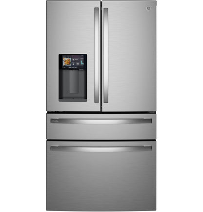 GE Profile PXD22HYYFS 36" Counter-Depth 4-Door French Door Refrigerator with Kitchen Assistant - Stainless Steel