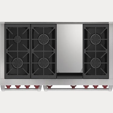 Wolf 48" Dual Fuel Range - 6 Burners and Infrared Griddle DF48650G/BK/P