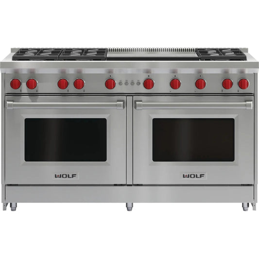Wolf GR606DG 60" Gas Range with 6 Burners and Double Griddle