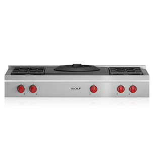 Wolf R484dc Wolf SRT484W 48″ Gas Rangetop with Wok Burner – Coastal Appliance Co.