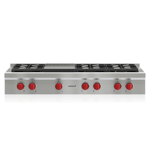 Wolf SRT486G 48″ Gas Rangetop with Infrared Griddle – Coastal Appliance Co.