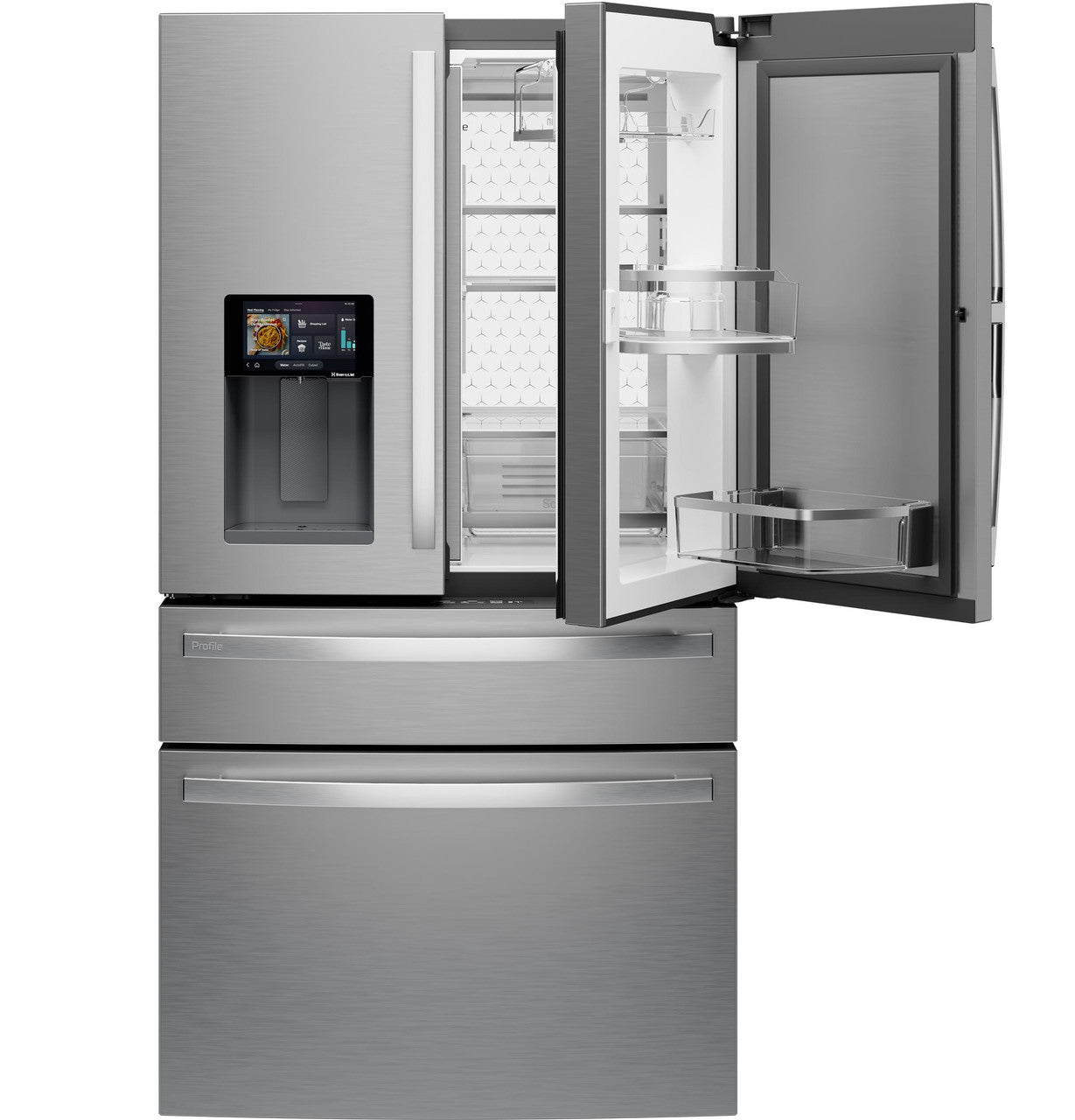 GE Profile PXD22HYYFS 36" Counter-Depth 4-Door French Door Refrigerator with Kitchen Assistant - Stainless Steel