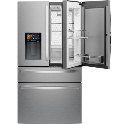 GE Profile PXD22HYYFS 36" Counter-Depth 4-Door French Door Refrigerator with Kitchen Assistant - Stainless Steel