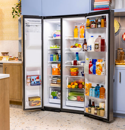 GE GSS28NYYFS 36" Side-by-Side Refrigerator with Extra Tall Dispenser and In-Door Icemaker – Fingerprint Resistant Stainless Steel