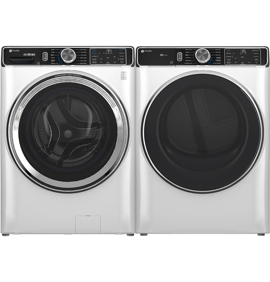 GE Profile PFW870SSVWW Washer & PFD87ESSVWW / PFD87GSSVWW Dryer Laundry Pair – White